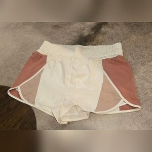 Women's Cream and Tan Athletic Shorts